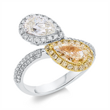 Ring 18 kt ,1 Tropf 1,01ct, I-si,79 Brill.0,43ct, TW-si,1 Tropf 1,01ct, gelb,18 Brill.0,19ct, gelb