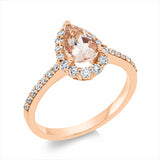 Ring 18 kt RG, 29 Brill. 0,34 ct, TW-si, 1 Morganit 0,78 ct rosé