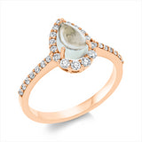 Ring 18 kt RG, 29 Brill. 0,33 ct, TW-si, 1 Amethyst 0,97 ct grün