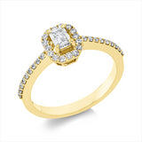 Ring 18 kt GG, 1 Sm.schliff 0,25 ct, TW-si, 34 Brill. 0,24 ct, TW-si