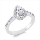 Ring 18 kt WG, 1 Tropfen 0,32 ct, TW-si, 33 Brill. 0,26 ct, TW-si