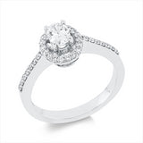 Ring 18 kt WG, 1 Oval 0,32 ct, TW-si, 32 Brill. 0,25 ct, TW-si