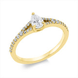 Ring 18 kt GG, 1 Tropfen 0,31 ct, TW-si, 28 Brill. 0,20 ct, TW-si