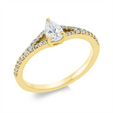 Ring 18 kt GG, 1 Tropfen 0,31 ct, TW-si, 28 Brill. 0,20 ct, TW-si
