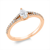 Ring 18 kt RG, 1 Tropfen 0,31 ct, TW-si, 28 Brill. 0,21 ct, TW-si