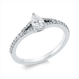 Ring 18 kt WG, 1 Tropfen 0,31 ct, TW-si, 28 Brill. 0,21 ct, TW-si