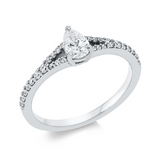 Ring 18 kt WG, 1 Tropfen 0,31 ct, TW-si, 28 Brill. 0,21 ct, TW-si