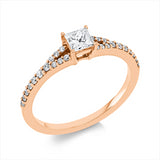 Ring 18 kt RG, 1 Princ. 0,31 ct, TW-si, 26 Brill. 0,18 ct, TW-si
