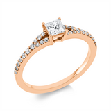 Ring 18 kt RG, 1 Princ. 0,31 ct, TW-si, 26 Brill. 0,18 ct, TW-si