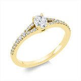 Ring 18 kt GG, 1 Oval 0,30 ct, TW-si, 26 Brill. 0,20 ct, TW-si