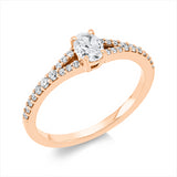 Ring 18 kt RG, 1 Oval 0,31 ct, TW-si, 26 Brill. 0,20 ct, TW-si