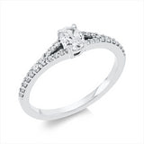 Ring 18 kt WG, 1 Oval 0,31 ct, TW-si, 26 Brill. 0,20 ct, TW-si
