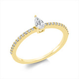 Ring 18 kt GG, 1 Tropfen 0,19 ct, TW-si, 22 Brill. 0,14 ct, TW-si