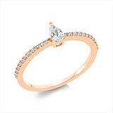 Ring 18 kt RG, 1 Tropfen 0,19 ct, TW-si, 22 Brill. 0,13 ct, TW-si