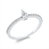 Ring 18 kt WG, 1 Tropfen 0,20 ct, TW-si, 22 Brill. 0,12 ct, TW-si