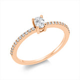 Ring 18 kt RG, 1 Oval 0,20 ct, TW-si, 22 Brill. 0,13 ct, TW-si