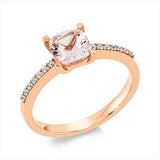 Ring 18 kt RG, 14 Brill. 0,10 ct, TW-si, 1 Morganit 0,75 ct rosé