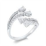 Ring 18 kt WG, 4 Tropfen 0,75 ct, TW-si, 34 Brill. 0,49 ct, TW-si
