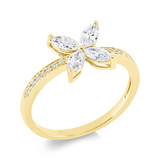 Ring 18 kt GG, 4 Nav. 0,48 ct, TW-si, 16 Brill. 0,06 ct, TW-si