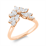 Ring 18 kt RG, 3 Tropfen 0,36 ct, TW-si, 8 Nav. 1,13 ct, TW-si, 3 Brill. 0,16 ct, TW-si