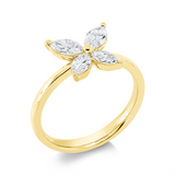 Ring 18 kt GG, 2 Nav. 0,50 ct, TW-si, 2 Nav. 0,32 ct, TW-si
