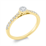 Ring 18 kt GG, 1 Brill. 0,25 ct, TW-si, 14 Brill. 0,25 ct, TW-si