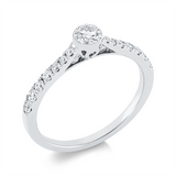 Ring 18 kt WG, 1 Brill. 0,25 ct, TW-si, 14 Brill. 0,25 ct, TW-si