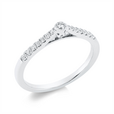 Ring 18 kt WG, 1 Brill. 0,07 ct, TW-si, 14 Brill. 0,13 ct, TW-si