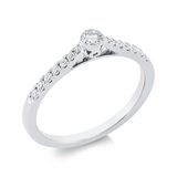 Ring 18 kt WG, 1 Brill. 0,14 ct, TW-si, 14 Brill. 0,16 ct, TW-si