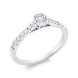 Ring 18 kt WG, 1 Brill. 0,32 ct, TW-si, 14 Brill. 0,26 ct, TW-si