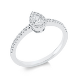 Ring 18 kt WG, 1 Tropfen 0,23 ct, TW-vsi, 36 Brill. 0,16 ct, TW-si