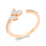 Ring 18 kt RG, 3 Nav. 0,24 ct, TW-vsi, 14 Brill. 0,10 ct, TW-si