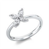 Ring 18 kt WG, 4 Nav. 0,40 ct, TW-si