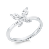 Ring 18 kt WG, 2 Nav. 0,40 ct, TW-si, 2 Nav. 0,20 ct, TW-si