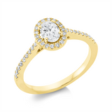 Ring 18 kt GG, 1 Oval 0,42 ct, TW-si, 36 Brill. 0,22 ct, TW-si