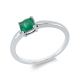 Ring 18 kt WG, 1 Smaragd 0,51 ct grün