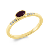 Ring 18 kt GG, 6 Brill. 0,06 ct, TW-si, 1 Rubin 0,31 ct rot