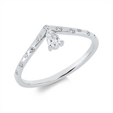Ring 18 kt WG, 1 Tropfen 0,16 ct, TW-si, 11 Brill. 0,06 ct, TW-si