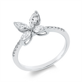 Ring 18 kt WG, 4 Nav. 0,58 ct, TW-vsi, 16 Brill. 0,09 ct, TW-si