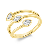Ring 18 kt GG, 1 Nav. 0,18 ct, TW-si, 2 Tropfen 0,39 ct, TW-si