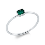 Ring 18 kt WG, 1 Smaragd 0,17 ct grün