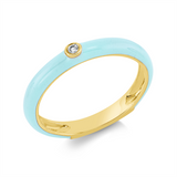 Ring 18 kt GG, 1 Brill. 0,02 ct, TW-si, 1 Emaille türkis