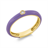 Ring 18 kt GG, 1 Brill. 0,02 ct, TW-si, 1 Emaille lila