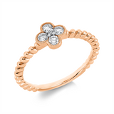 Ring 18 kt RG, Fassung rhodiniert, 1 Brill. 0,01 ct, TW-si, 4 Brill. 0,24 ct, TW-si