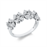 Ring 18 kt WG, 16 Tropfen 1,29 ct, TW-vsi, 4 Brill. 0,25 ct, TW-si