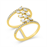 Ring 18 kt GG, 10 Nav. 0,52 ct, TW-vsi, 36 Brill. 0,28 ct, TW-si