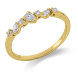 Ring 18 kt GG, 1 Nav. 0,04 ct, TW-vsi, 2 Tropfen 0,12 ct, TW-vsi, 4 Brill. 0,08 ct, TW-si