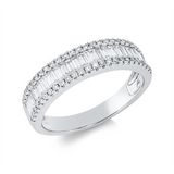 Ring 18 kt WG, 27 Bag. 0,50 ct, TW-si, 50 Brill. 0,24 ct, TW-si