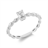 Ring 18 kt WG, 1 Sm.schliff 0,33 ct, TW-si, 8 Nav. 0,28 ct, TW-si