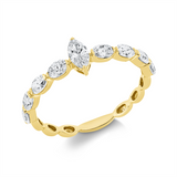 Ring 18 kt GG, 1 Nav. 0,18 ct, TW-si, 8 Oval 0,63 ct, TW-si